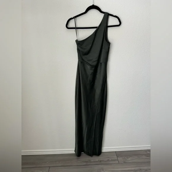 BHLDN Dylan One-Shoulder Satin Side-Slit Gown - Picture 1 of 11